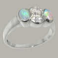 thumbnail image 2 of LBG British Made 10k White Gold Cubic Zirconia & Natural Opal Womens Anniversary Ring - 33 size options - Size 4.75, 2 of 6