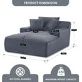 thumbnail image 2 of AENKYO Oversized Corduroy Chaise Lounge Chair – Extra Wide Cloud Couch Daybed with 3 Pillows, No Assembly, Deep Seat Sleeper Sofa for Living Room & Bedroom, Gray, 2 of 7