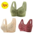 thumbnail image 2 of VALMASS 3PC Womens Wireless Bra Plus Size Seamless Comfort Front Button Bralette Wirefree Stretch Push Up Underwear, 2 of 9