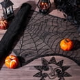 thumbnail image 4 of 103x18 Inch Fireplace Scarf Decoration Black Polyester Lace Spider Web Large Mantel Cover Garland Cobweb Table Cloth Placemats for Home Party Thanksgiving Festive Indoor Supplies, 4 of 6