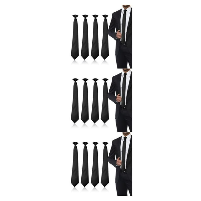 kurtrusly 4x Noir Réglable Sangle de Cou Cravate Polyvalente et Confortable Cravate Uniforme Solide Largement Utilisé en Polyester 3Set