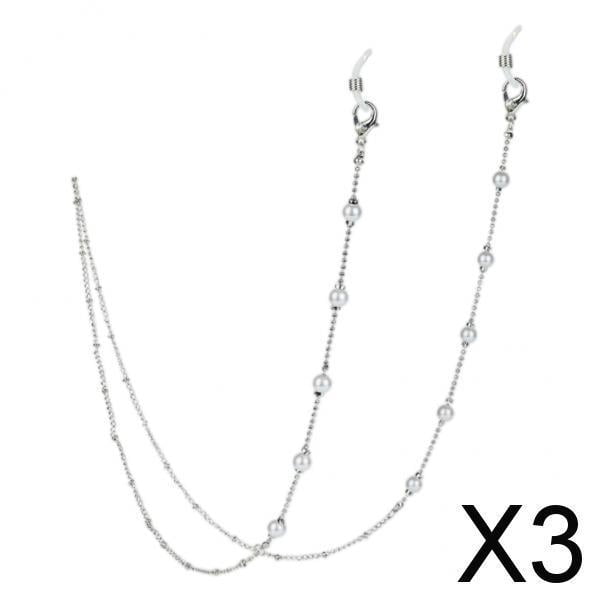 BELOVING 3xEyeglass Chain Sunglasses Holder Necklace Spectacles Lanyard Pearl 3 Pcs