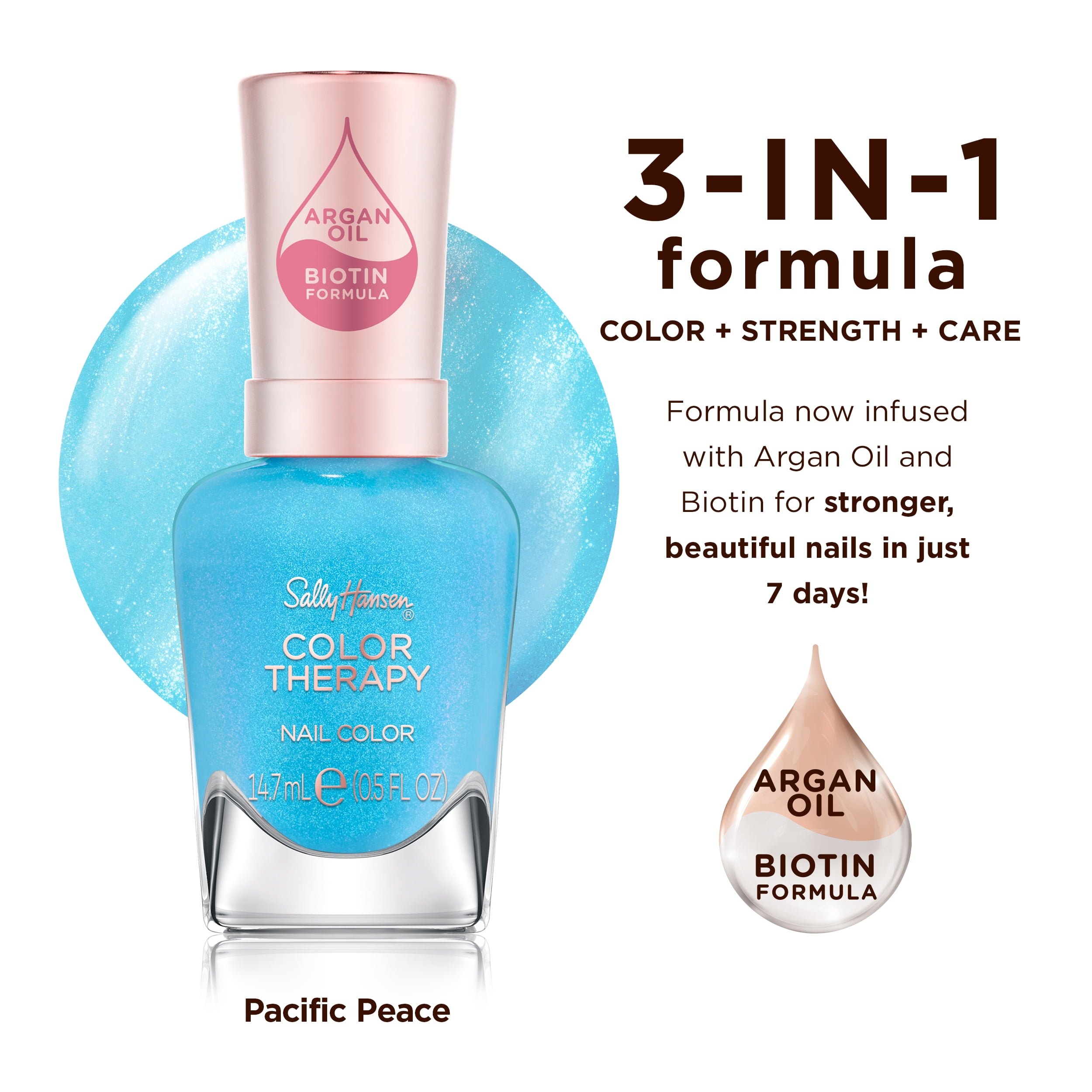 Sally Hansen Color Therapy Nail Polish, Pacific Peace, Argan Oil & Biotin Formula
