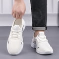 thumbnail image 2 of Men's Breathable Running Shoes Lace Up Low Top Slip On Sneakers Comfortable Platform Non Slip Work Shoe White Size 9, 2 of 4
