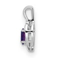 thumbnail image 2 of Real 14kt White Gold Amethyst and Diamond Heart Pendant; for Adults and Teens; for Women and Men, 2 of 3