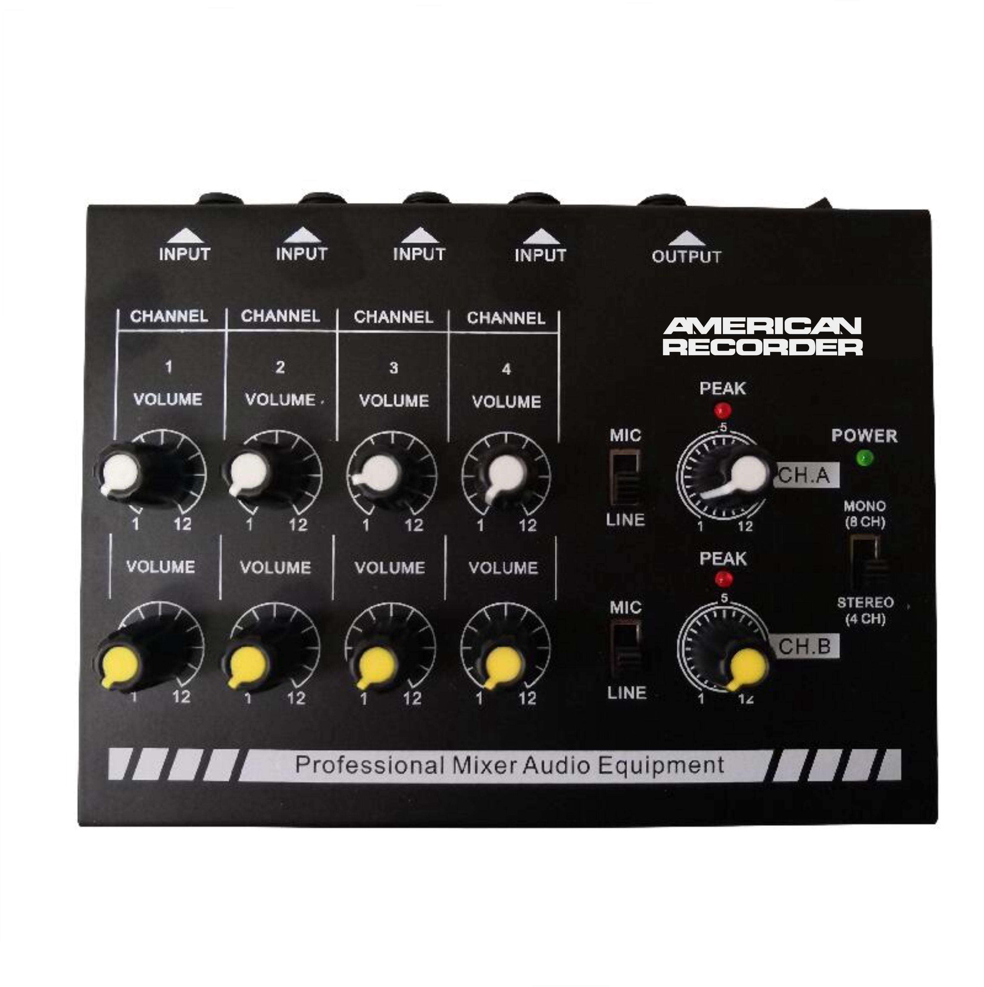 AMERICAN RECORDER 8 Channel, Battery Powered Mini Mixer