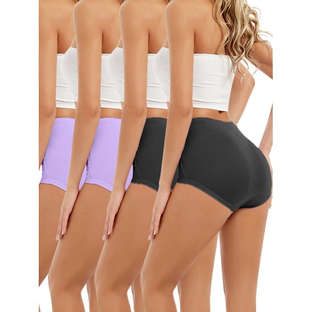 Frontwalk Women 4Pack High Waisted Briefs Full Coverage Soft Underwear