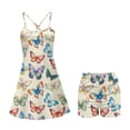 thumbnail image 4 of Garronmavis Tennis Dress for Women Workout Spaghetti Strap 2 Piece Set Golf Dress with Pockets Shorts U Neck Athletic Tank Dresses Animal Printed Outfits, Colorful Butterfly, Size S, 4 of 7