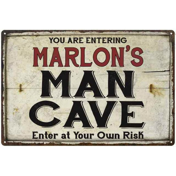 MARLON'S Man Cave Sign Rustic 8 x 12 High Gloss Metal 208120035500