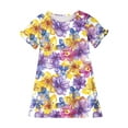 thumbnail image 4 of Pounoo New Kids Dresses Girls 3-12 Years Children'S Fashion Printed Dreamy Short Sleeved Round Neck Dress Girls Dresses 7-8, 4 of 5