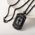 thumbnail image 4 of Apsvo Basketball Black Dog Tag Cross Necklaces for Men Son Boyfriend Bible Pendant Cross Stainless Steel Men Necklace 1st Communion Confirmation Religious Christian Jewelry Gift 24 In Chain, 4 of 6