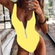 thumbnail image 1 of Augper Sexy Women Fashion Bikini Solid One-piece Print Swimsuit Swimwear Beachwear Set, 1 of 5