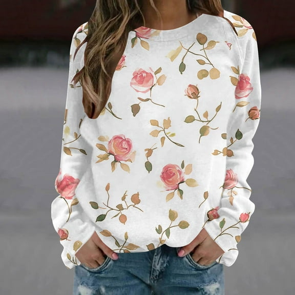 Heisall Women's Printed Long Sleeve Crew Neck Casual Sweatshirt Pullover Tops for Winter Warmth and Fall Outfits