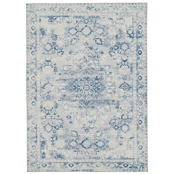 Linon Washable Harris Grey/Ivory 5x7, Rug