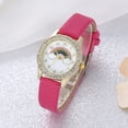 thumbnail image 2 of Women Quartz Wrist Watches Strap Round Watch Easy Read Number Dial Cute Animal Cartoon Fashion Adjustable Leather Strap Teen Student RoseRed, 2 of 5
