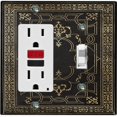 thumbnail image 1 of Metal Light Switch Plate Cover Black Yellow French Victorian Frame Damask FRA001, 1 of 14
