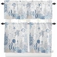 thumbnail image 2 of Kitchen Curtains Set, Blue Coastal Kitchen Curtains and Valances Set, Nautical Summer Beach Sea Turtle Coral Rod Pocket Tier Curtains 24 Inch Length for Cafe/Bedroom Windows, 2 of 6