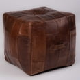 thumbnail image 2 of Square Shaped Buffalo Leather Handmade Eco-Friendly Brown Pouf - Square Shape Pouf,14"x14"x14", Plain Solid Pouf, Buffalo Leather Pouf, Recycled Foam with Fibre Fill Stuffed Pouf, Leather Seating Pouf, 2 of 7