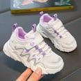 thumbnail image 5 of Wdgfv Girls Sneakers All Season Sports Shoes for Kids Thick Soles Non Lace Up Hook Loop Mesh Breathable Comfortable Casual Purple 28, 5 of 9