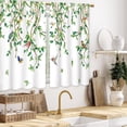 thumbnail image 5 of Green Leaves Hummingbird Kitchen Curtains Spring Eucalyptus Sage Green Bathroom Curtains Window Treatment Drape Tier Botanical Plant Cafe Small Bedroom Short French Door Curtains 28x40 Inch, 5 of 8