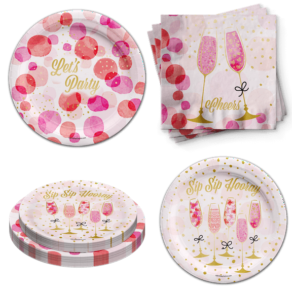Bachelorette Plates and Napkins - New Years Eve Party Supplies - 21st Birthday Party Tableware Set Includes Plates Napkins | Kit for 24