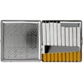 thumbnail image 3 of Set of 2 Compact Metal-Plated King Size Cigarette Case & Stash Box (Silver Abstract Brick), 3 of 4
