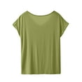 thumbnail image 4 of JUUYY V-Neck Summer T Shirts for Women Modal Solid Slim-Fit Short Sleeve Tops Casual Tee for Women Green XL, 4 of 6