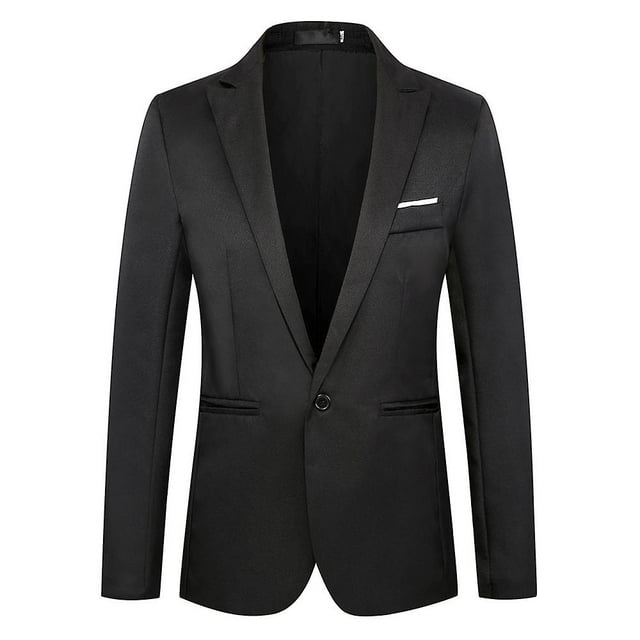 Blazer Homme un Bouton Col Cranté Formel Soirée Costume d'Affaires Veste