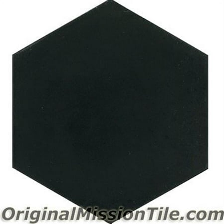 Original Mission Tile HEX-101 8X9 8 x 9 in. Hexagonal Cement Tile, Black - Box of 12