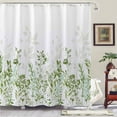 thumbnail image 2 of Green and Grey Shower Curtain, Watercolor Floral Bathroom Curtain Teal and White Shower Curtains 72×72 inches, 2 of 6
