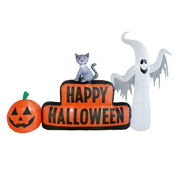 Happy Airblown Halloween Sign Inflatable, 10' Wide