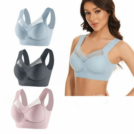 GZWYHT Wireless Bras Clearance Bralettes for Women Large Strapless Lace Tank Top Underwear Thin Side Fold Side Breast Gather Adjustable Bra 2 Or 3 Set Bras for Women Lace Bralette Push Up Bra W 3XL