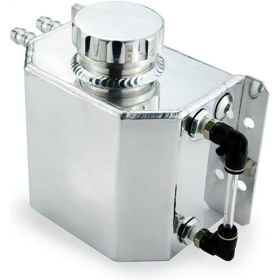 Universal Auto Engine Coolant Reservoir Coolant Overflow Tank Bottle Container Coolant Recovery Kits Water Tank with Drain Plug 1L Aluminum