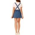 thumbnail image 3 of Unique Bargains Jupe à Bretelles Mini Décontractée pour Femme en Coton Lavé, Boutonnée devant, Ligne a, m Bleu TG, 3 of 7