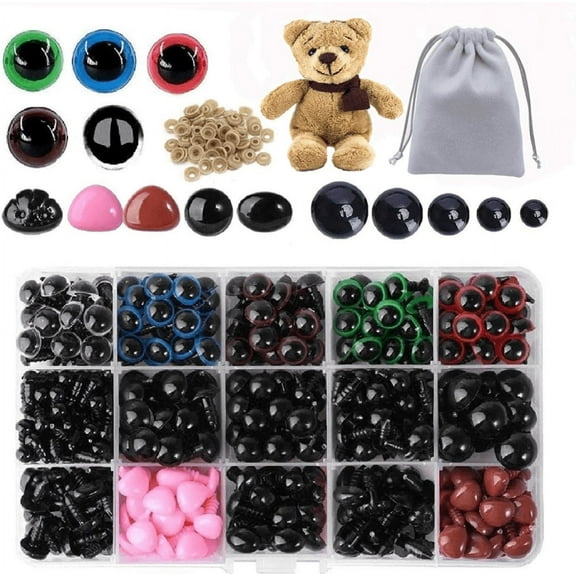 Plastic Safety Eyes and Noses, 560Pcs Crochet Eyes with Washers, Teddy Bear Eyes for Doll Making