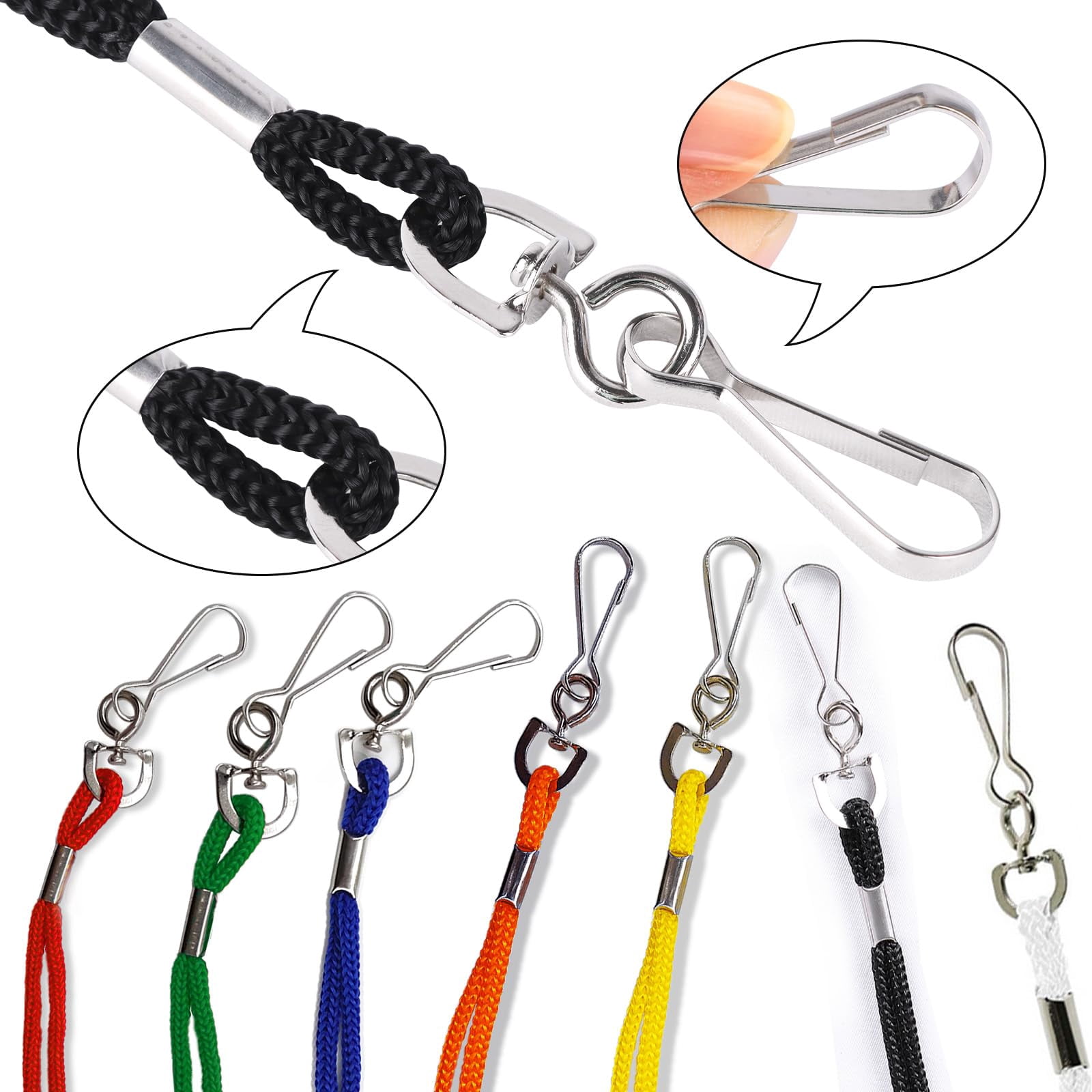 100 Pack Orange Badge Lanyards Business Card Id Employee Students Round 36" With Swivel Hook