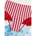 thumbnail image 5 of Toddler Girl's Red & White Striped Ruffle Two-Piece Swimsuit, 5 of 7