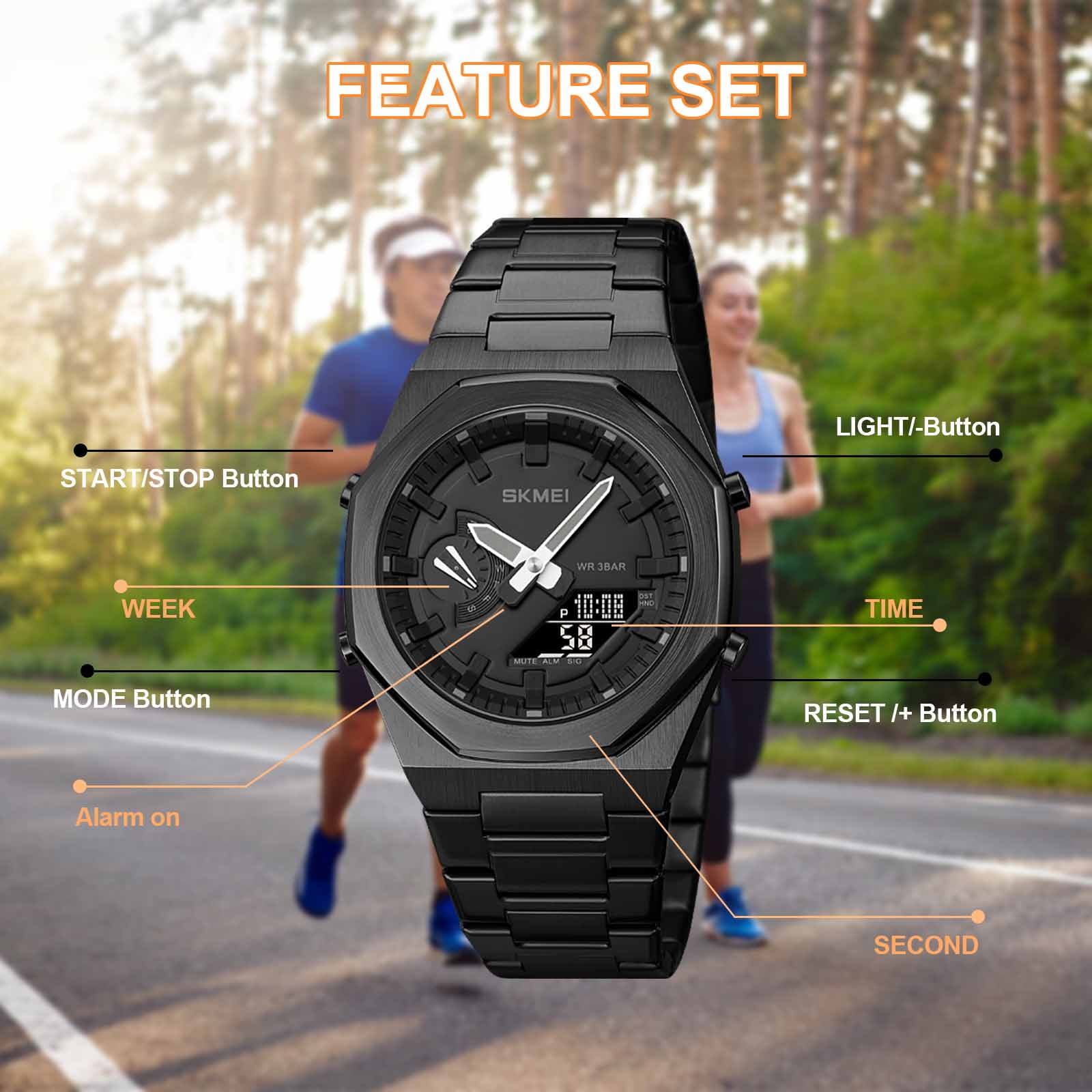 SKMEI Men's Digital Watch, Sports Waterproof Military Watches for Men LED Casual Stopwatch Alarm Tactical Men's Wrist Watches