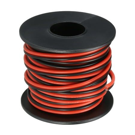 Uxcell 2 Conductor Parallel Silicone Wire 18AWG 18 Gauge Red Black Electrical Wire Tinned Copper Spool 10m/33ft
