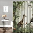 thumbnail image 2 of Orinice  Tropical Jungle Animals Shower Curtain for Bathroom Giraffe Elephant Monkey Decorative Bath Curtain Polyester Fabric Waterproof Bathroom Curtain with 12 Hooks 69x72, 2 of 7