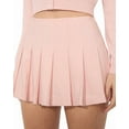 thumbnail image 4 of alice + olivia womens  Carter Low-Rise Pleated Linen-Blend Mini Skirt, 8, Pink, 4 of 5