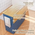 thumbnail image 5 of Walsunny 40" Kitchen Islands Carts with Storage Drop Leaf Countertop on Wheels Rolling Microwave Utility Carts with 3 Drawers 1 Storage Cabinets,Blue, 5 of 13