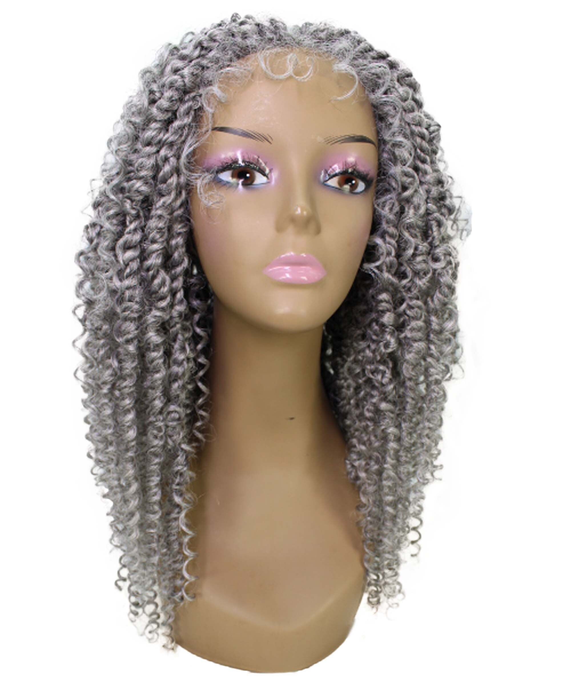 LUXLUXE Curly, Long, Lace Front Wig, Gray, 1 Count For Women Adult