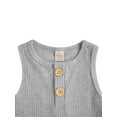 thumbnail image 6 of Douhoow 0-24M Baby Ribbed Clothes Set Summer Sleeveless Button Round Neck Romper Elastic Shorts, 6 of 8