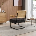thumbnail image 3 of Boucle Accent Chair with Rattan Backrest, Upholstered Arm Chair with Slant Metal Frame, Mid Century Modern Single Chair for Reading Room, Living Room, Bedroom and Office, Carbon Black, 3 of 9
