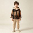 thumbnail image 2 of HCNTES Baby Boy Winter Clothes Toddler Boys Fall Winter Outfit Sets, 6M 12M 18M 24M 2T 3T 4T 5T 6T 7T 2-Pieces Plaid Hoodie Sweatshirt Top + Jogger Pants Outfit Set Fall Winter Set, 2 of 7