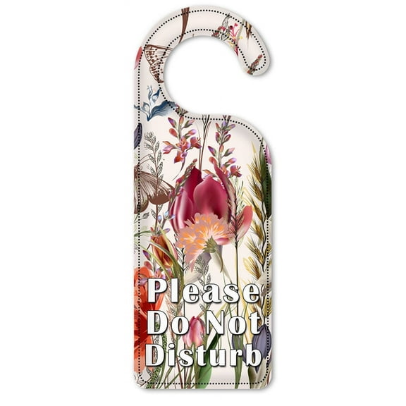 Do Not Disturb Door Knob Hanger Sign - Flowers & Butterflies