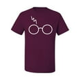 thumbnail image 2 of Wild Bobby, White Wizard Glasses and Lightning Scar, Movies, Men Graphic Tee, Maroon, 3X-Large, 2 of 4