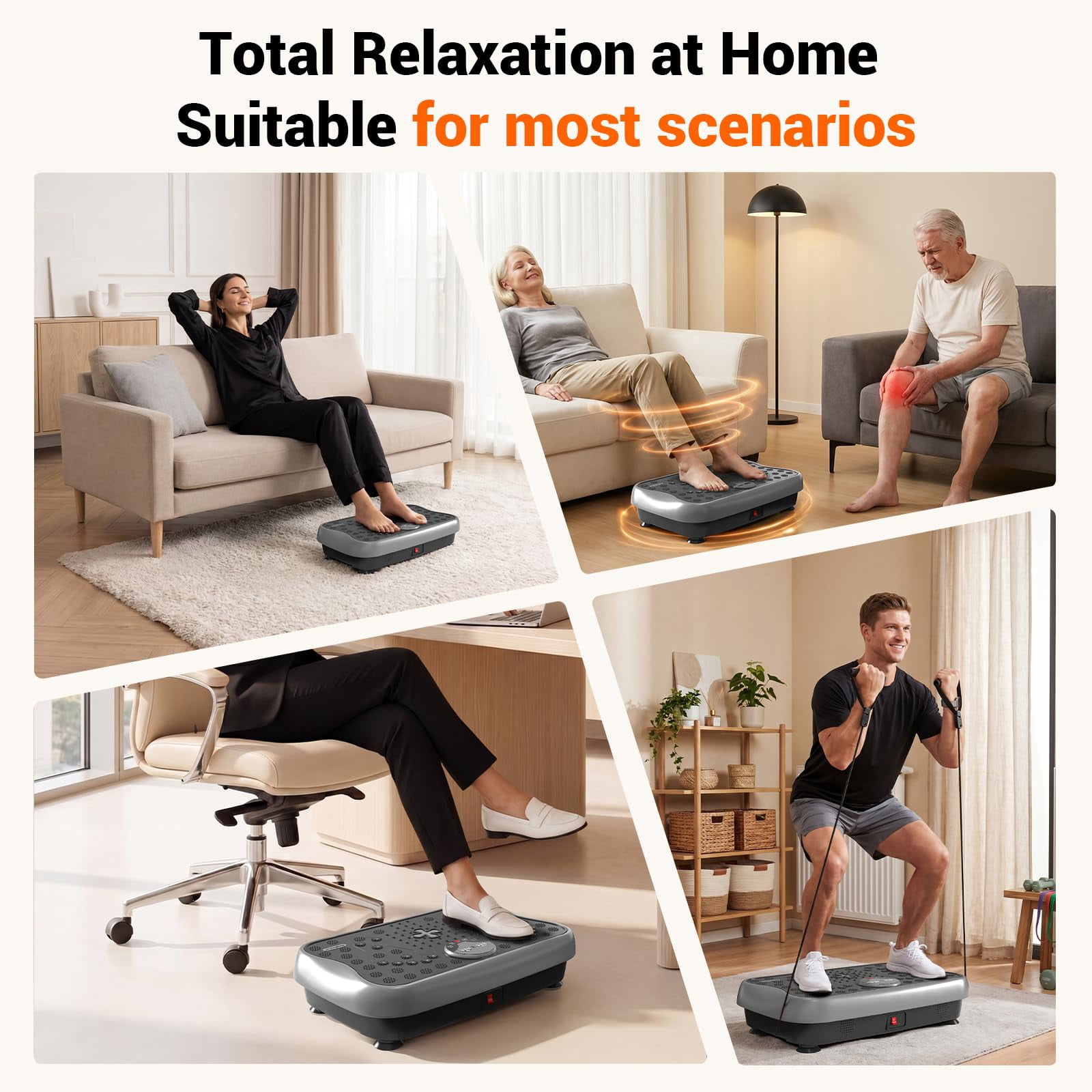 RIORUN Vibration Plate Exercise Machine with 300 Speeds and 150w, 460 lbs, Silver