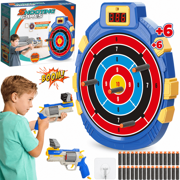 UUSUOO Digital Shooting Targets Toy for Boys,Shooting Games for Kids with 30 Foam Dart,Indoor Outdoor Toys Christmas Birthday Gifts for 5-8-12 Year Old Boys Girls